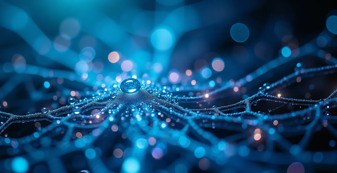 Vue macro détaillée de connexions neuronales illuminées évoquant l'activité dopaminergique lors du jeu