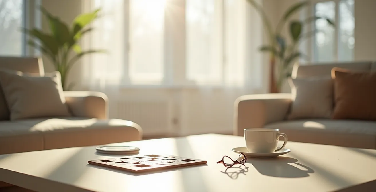 Composition minimaliste montrant l'équilibre entre espace de jeu et environnement quotidien