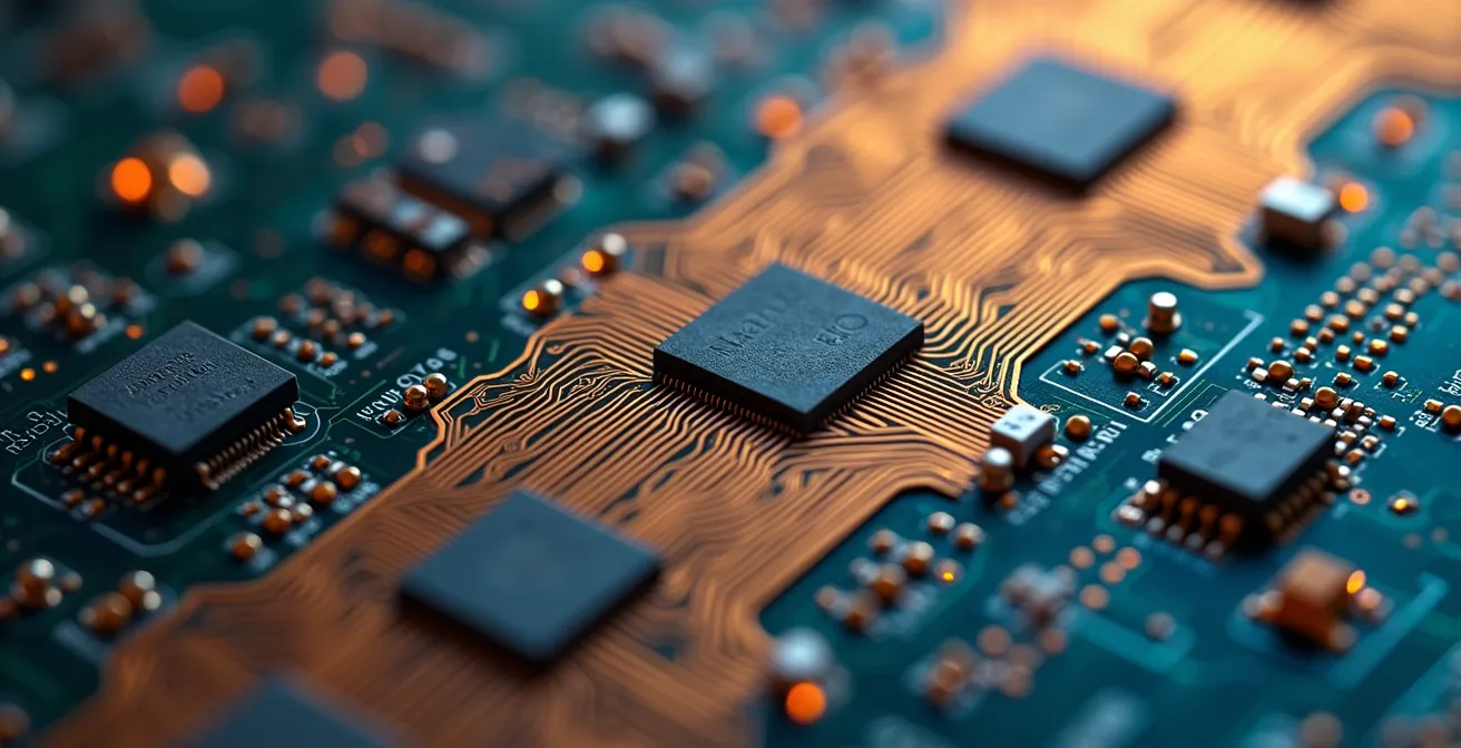 Évolution technologique du gaming représentée par des composants